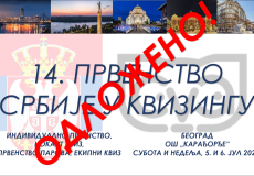 Odlaže se XIV Otvoreno državno prvenstvo u kvizu